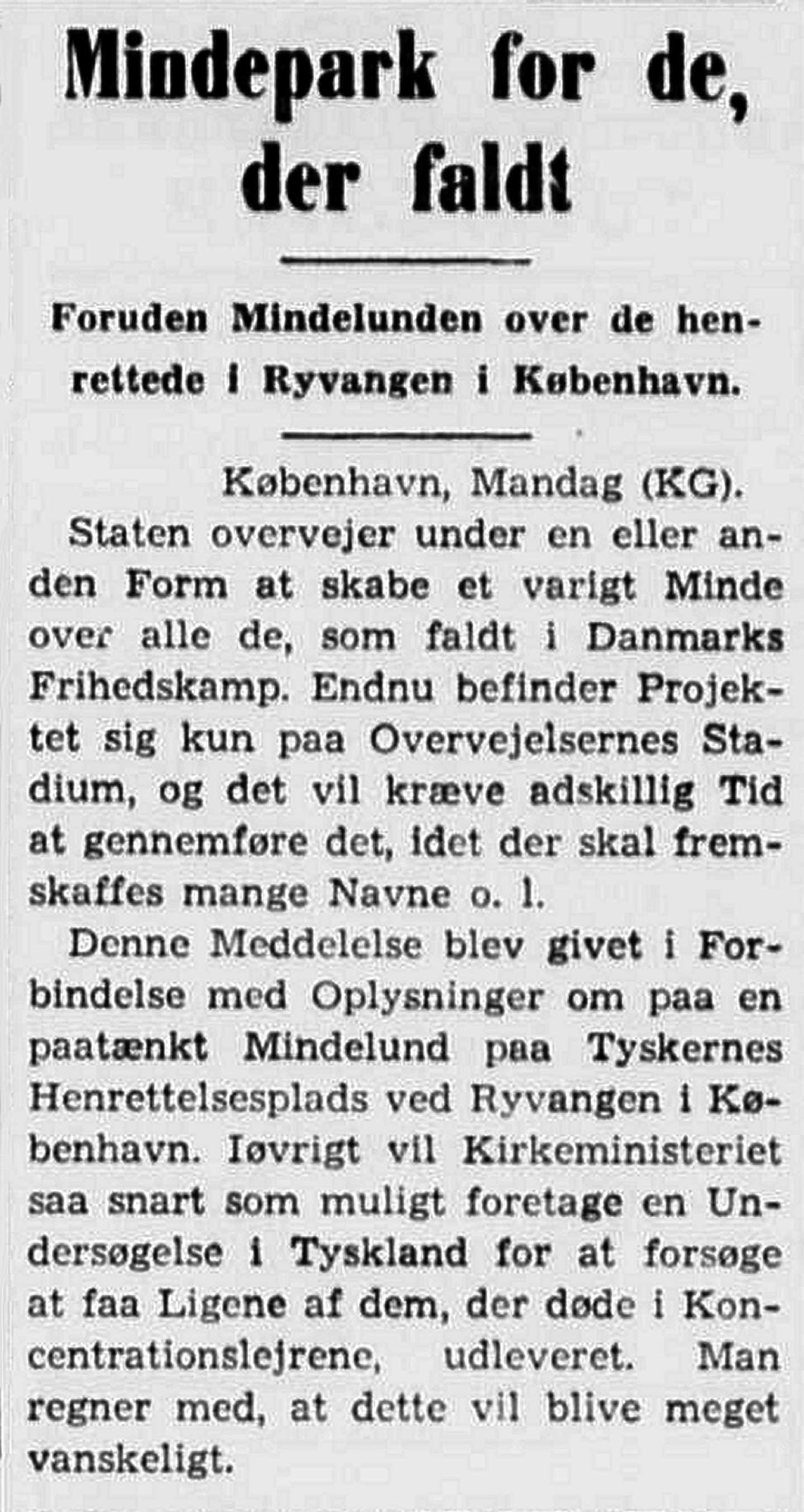 Ryvangen - Avisomtaler - Dines Bog